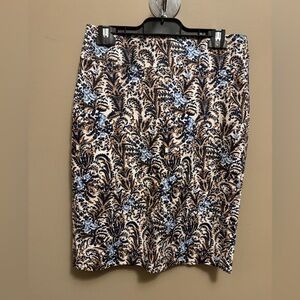 Ann Taylor Navy and Brown Floral Skirt